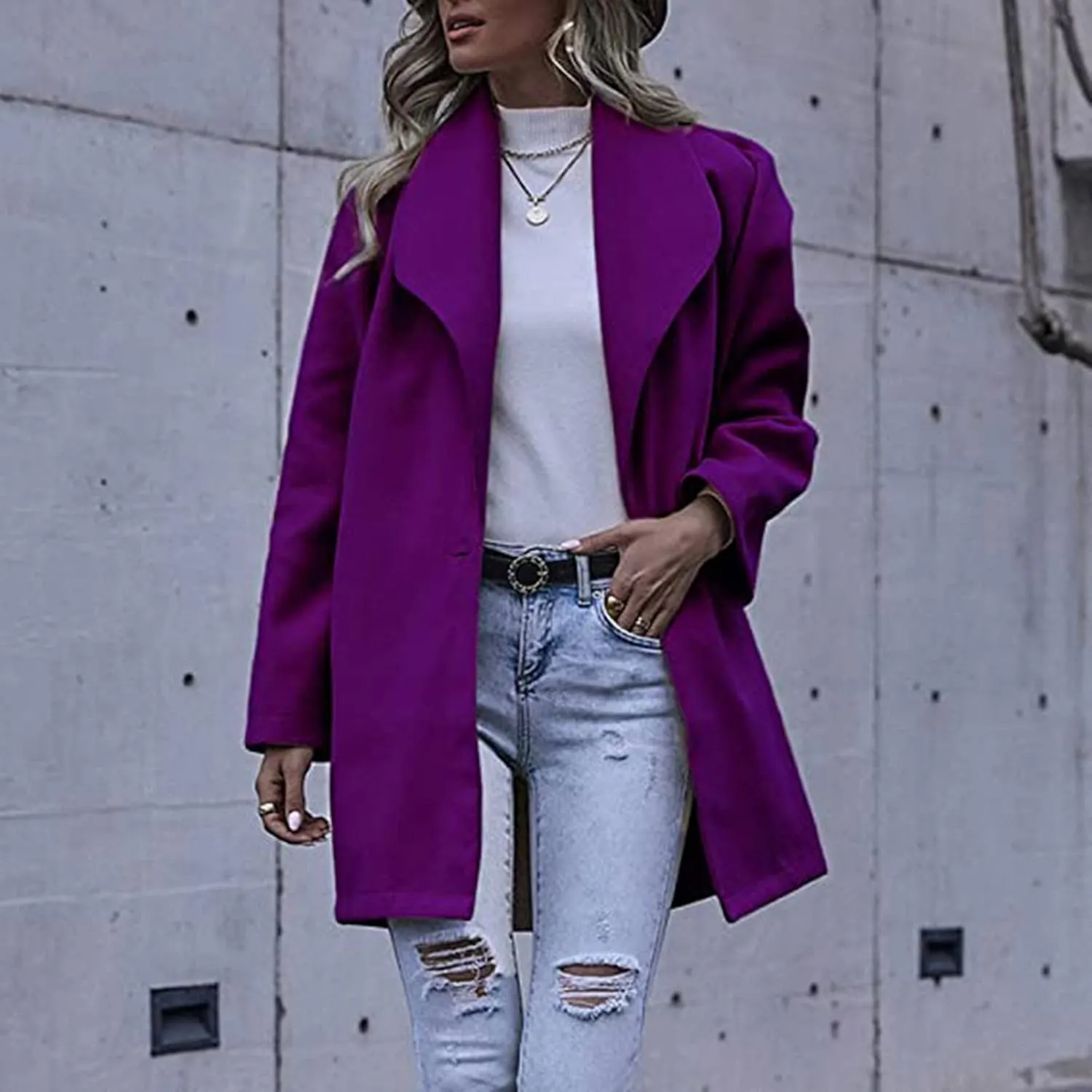 Winter Trench Coat for Women Casual Single Breasted Lapel Collared Pea Coats Warm Oversized Long Winter Jackets