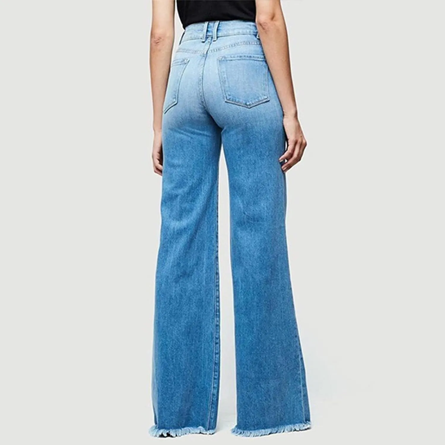 Womens 2024 Latest High Waisted Wide Leg Baggy Flare Jeans Flare Stretch Boyfriend Bootcut Casual Denim Pants