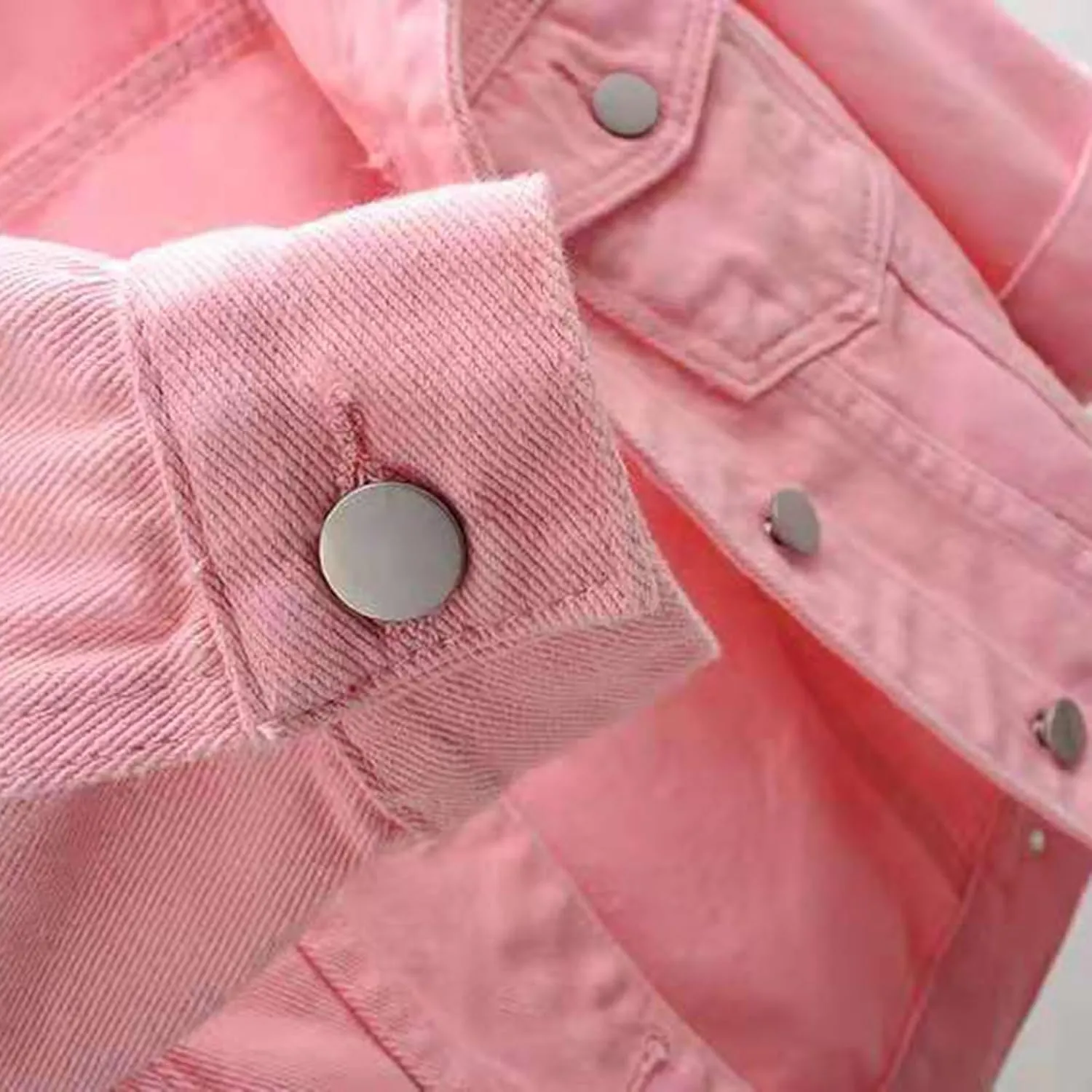 Womens Colored Cropped Denim Jacket 3/4 Sleeve Lapel Button Down Jean Jacket Light Wash Trucker Coat
