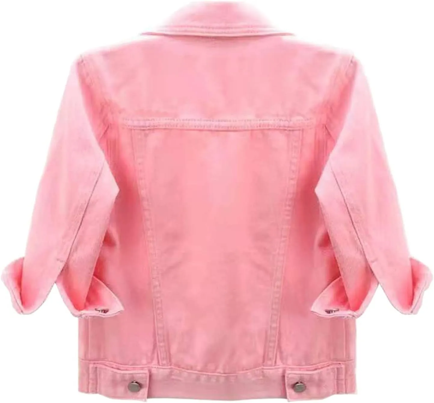 Womens Colored Cropped Denim Jacket 3/4 Sleeve Lapel Button Down Jean Jacket Light Wash Trucker Coat
