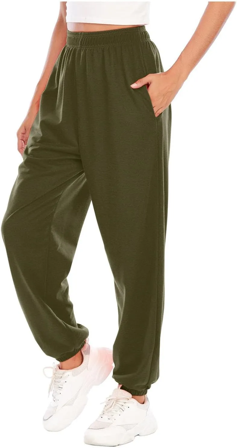 Womens Jogger Sweatpants Baggy Casual Capri Pants Oversized Straight Leg Sweatpants Comfy Athletic Joggers with Pocket