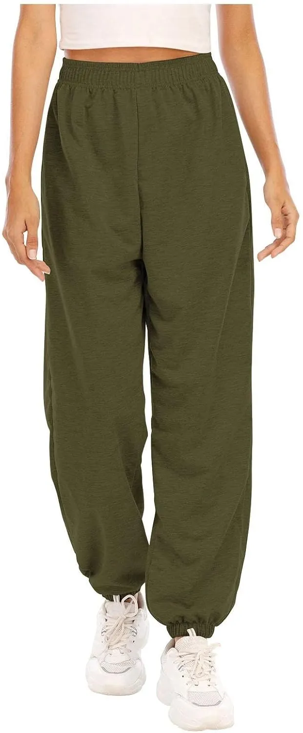 Womens Jogger Sweatpants Baggy Casual Capri Pants Oversized Straight Leg Sweatpants Comfy Athletic Joggers with Pocket