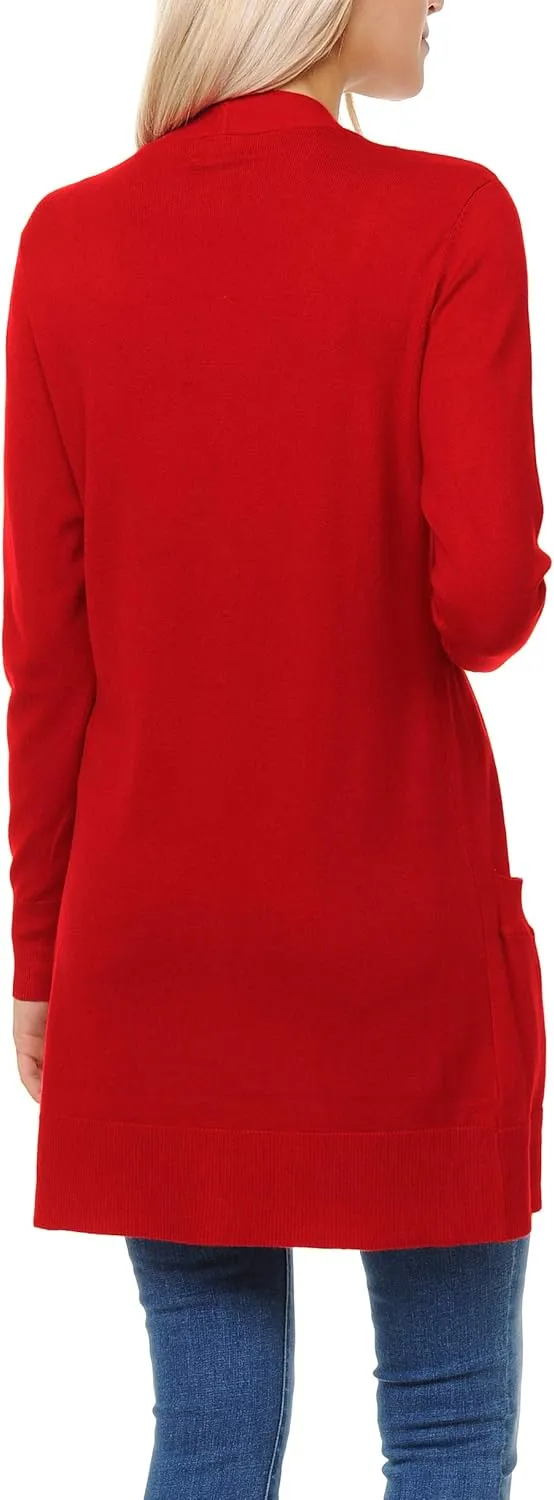 Womens Light Weight Open Front Long Cardigan with Pockets
