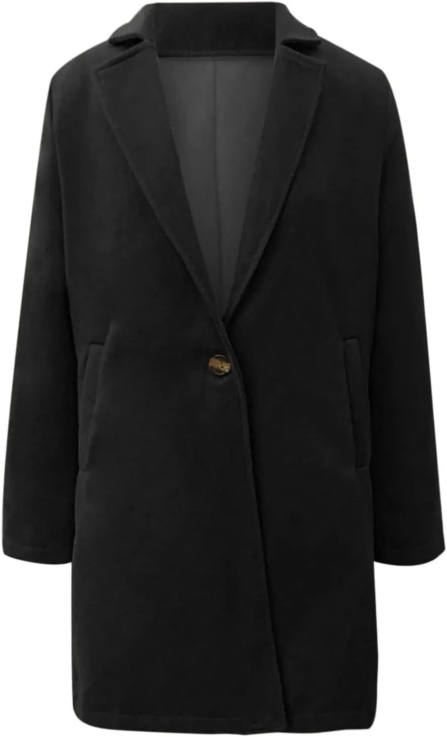Womens Pea Coat Casual Notch Lapel Cardigan Coats Single Breasted Open Front Wool Coats 2024 Fall Winter Overcoat