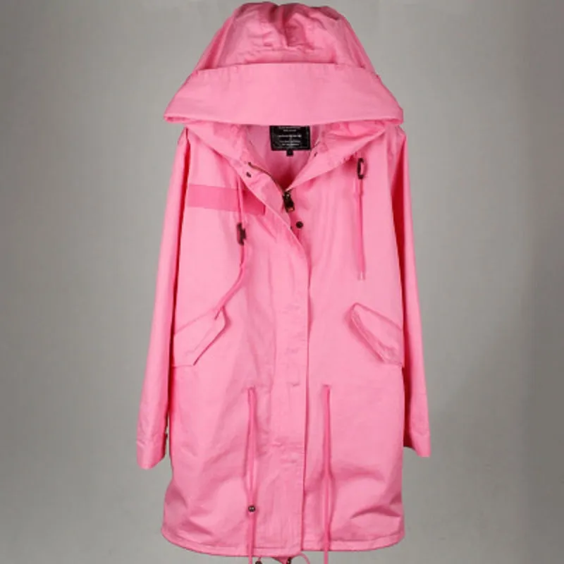 Women's Spring Casual Hooded Long Trench With Pockets