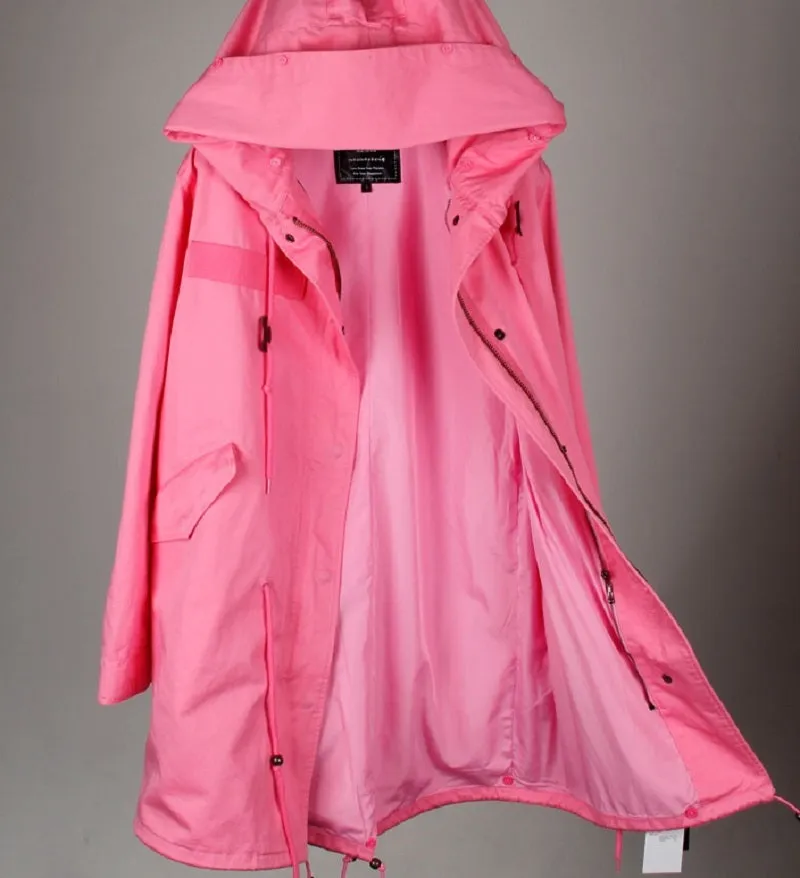 Women's Spring Casual Hooded Long Trench With Pockets