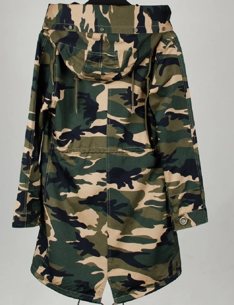 Women's Spring Casual Hooded Long Trench With Pockets