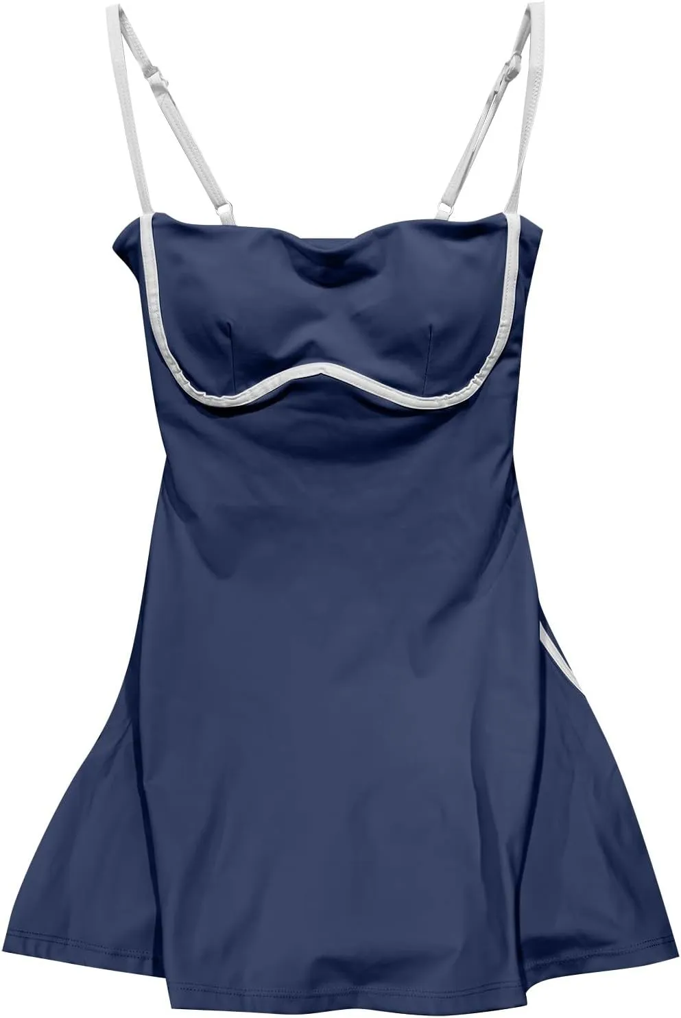 Womens Tennis Sleeveless Mini Dress Stretch Built in Bra Square Neck Fashion Comfy Workout Athletic Golf Dress