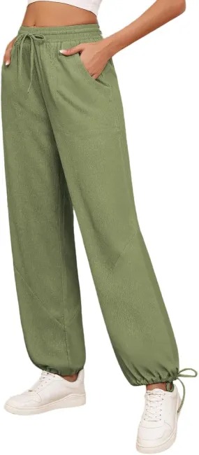 ZAFUL Womens Comfy Yoga Jogger Pants Pockets Wide Leg Palazzo Pants Boho Beach Slack Textured Trousers