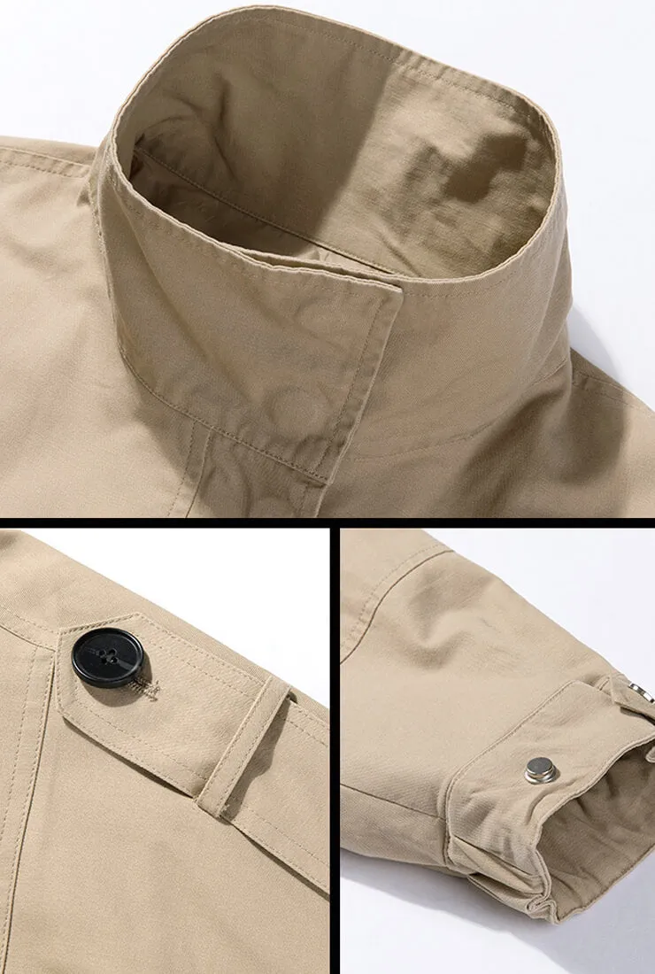 Zipper & Button Closure Loose Short Trench Coat