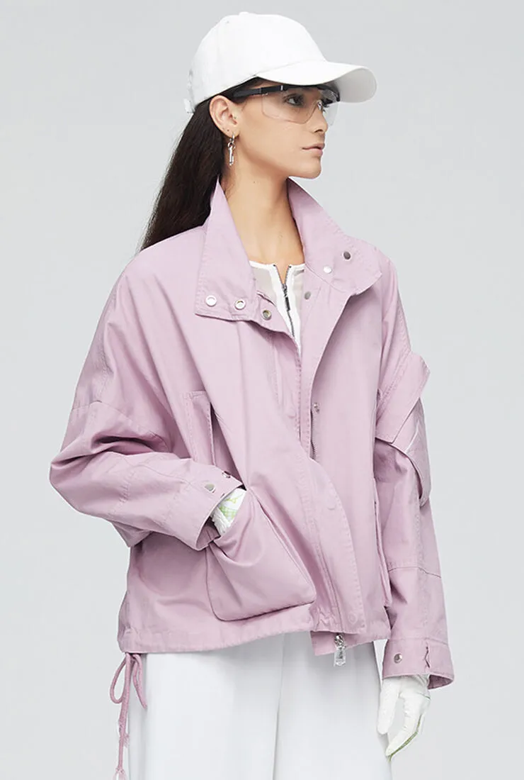Zipper & Button Closure Loose Short Trench Coat